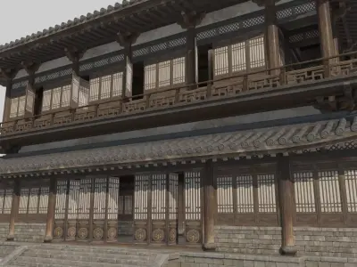 Asian Ancient Architecture Tavern Teahouse 3D model