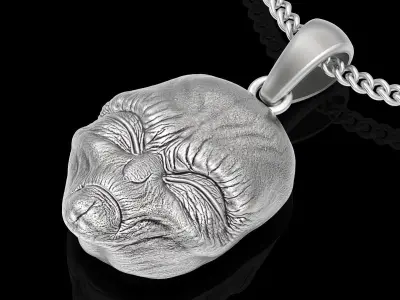 Alien pendant silver gold printable jewelry 3D model 3D print model