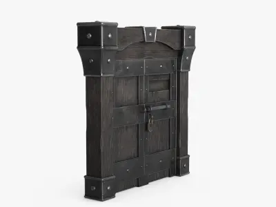 Old Wood Door v1 Low-poly 3D model