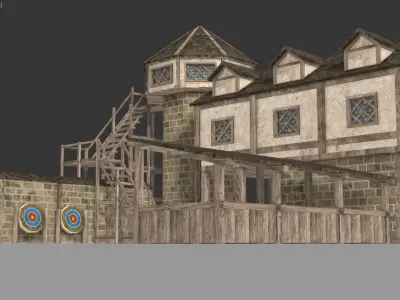 Medieval Archery Building Low-poly 3D model