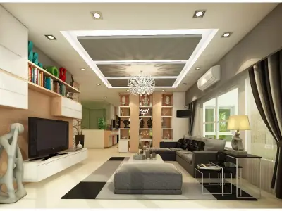 single house living 3D model