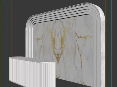 Reception desk with marble and gold accents 3D model
