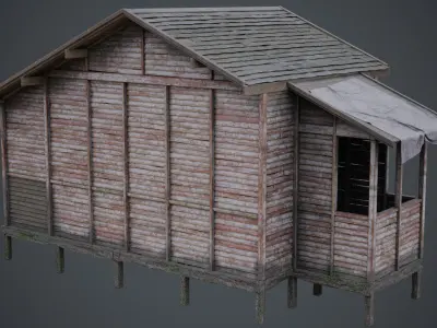 Abandoned Wooden Cabin 3D model