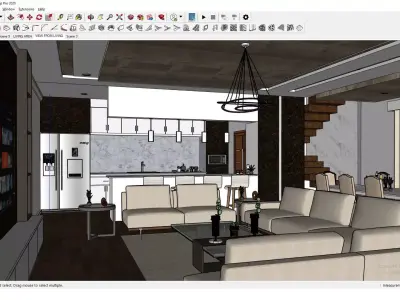 Living Area Interior Design 3D model