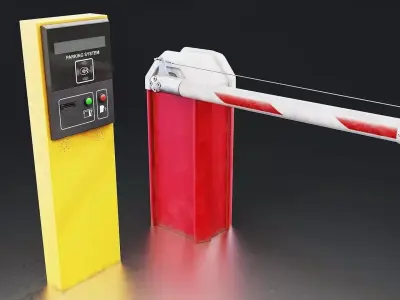 Parking Barrier Gate System Low-poly 3D model