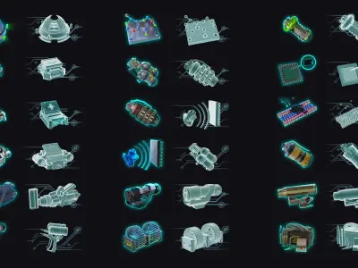 Resource Icon 2D PNG Image Sci-fi Futuristic Energy Power Gold 3D model