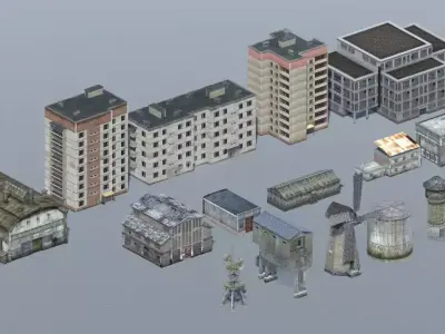 Mobile Buildings Pack  - 17 in 1 Free low-poly 3D model