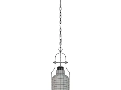 Rust Metal Glass Lantern Pendant Light 3D model