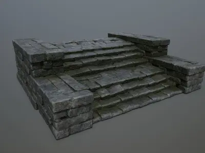 Ruin  Stairs Low-poly 3D model