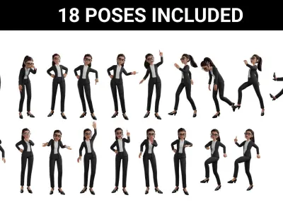 Secretary Business Woman Character  Low-poly 3D model