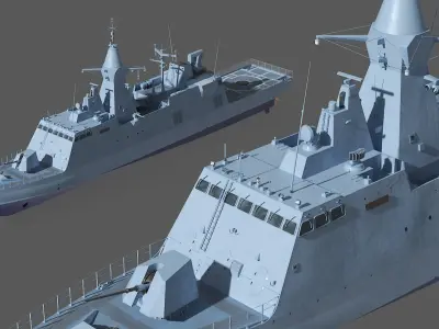Combat Ship Class Corvette Navy Rigged for Maya 3D model
