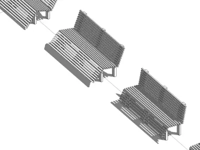 Parametric Bench with Footboard and Backrest - Revit Family BIM 3D model