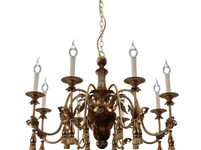 Italian 8 Light Painted Column Chandelier 3D model