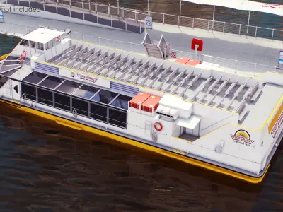  River Sightseeing Cruise Boat Mockup 