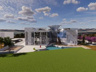 Futuristic Eco Complex  Farm  Restaurant AND Pool  3D model