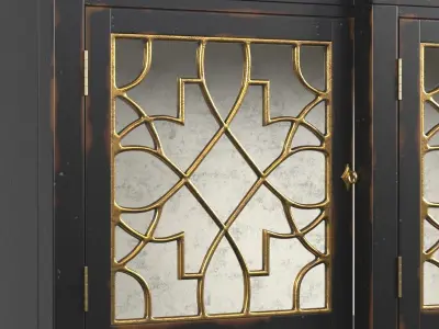 Sanctuary 4-Door Mirrored Console  Ebony 3D model