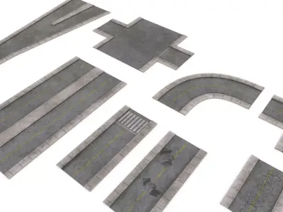 Road Pack Low-poly 3D model