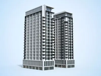 Apartment Building Day and Night Low-poly 3D model