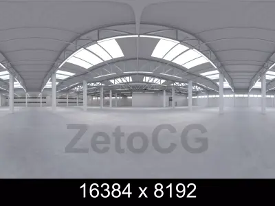 HDRI - Industrial Warehouse Interior 2 - 16384x8192 Texture