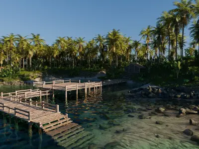 Island Cabin Scene 3D model