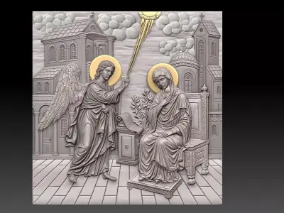 The Annunciation Evangelismos Virgin  Bas-Relief  3D print model