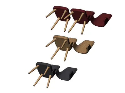 Miniature modern bentwood armchair mockups N03 3D print model