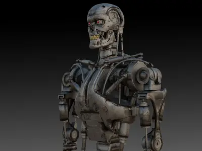 Damaged T-800 Terminator Crawling No Legs 3D Model Low-poly 3D model