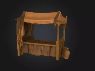 Medieval Market Stall Low-poly 3D model