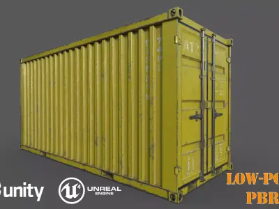 Yellow Shipping Container PBR  Low-Poly Game Ready 3D Model Low-poly 3D model