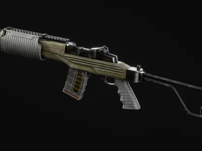 CYBERPUNK RIFLE PBR LOW POLY Low-poly 3D model