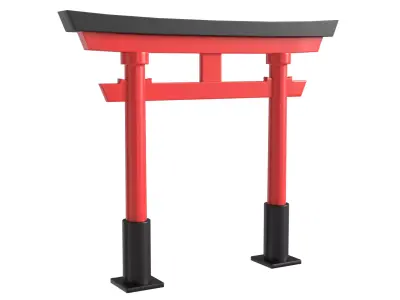 Japanese Red Torii Gate PBR Low-poly 3D model