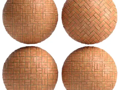 Materials 7- Brick Tiles PBR in 4 Patterns Texture