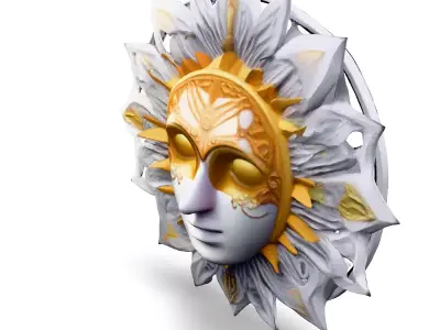Elegant Sun Mask Wall Decor Low-poly 3D model