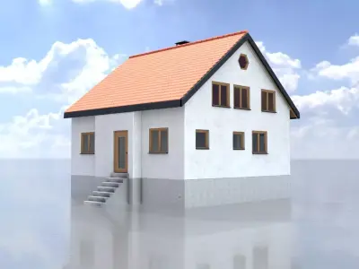 Modern single-family house version 1 R Low-poly 3D model