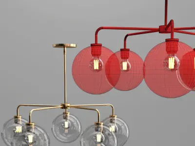 Sculptural Glass 5-Light Globe Chandelier 3D model