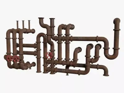 Rusty pipes Low-poly 3D model