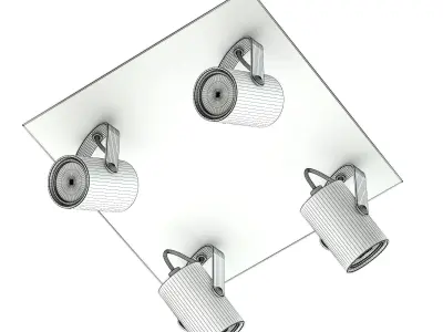 Black Quadruple Lights 3D Model 3D model