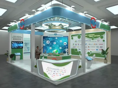 logistics technology exhibition booth 3D model