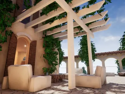 Spanish Modern Modular Villa Assets - Complete kit Low-poly 3D model