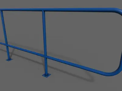 PBR Pedestrian Guard Rail Blue V5 Low-poly 3D model