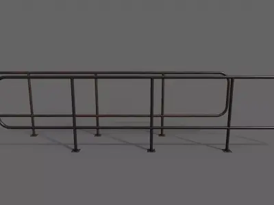 PBR Pedestrian Guard Rail Black V5 Low-poly 3D model