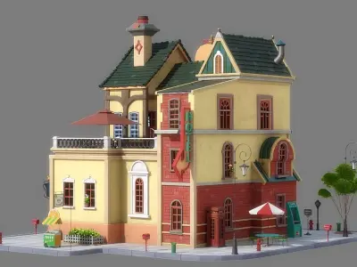 Cartoon House 07 3D model purchase