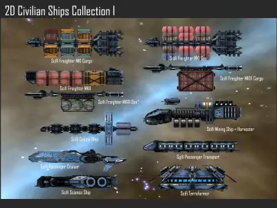 2D Civilian Ships Collection I Texture
