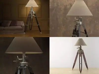 T F L four tripod floor lamps with lamp shade 3D model