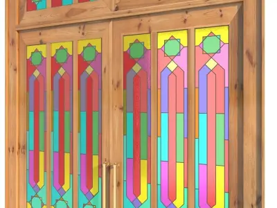 Doors with stained glass door 3D model