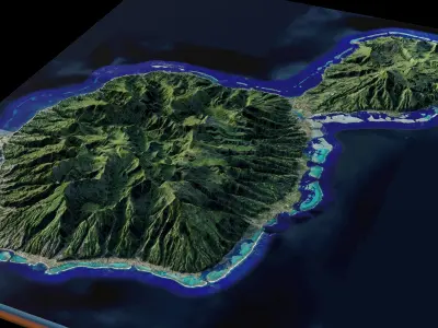 Tahiti island full 3d model terrain 3D model