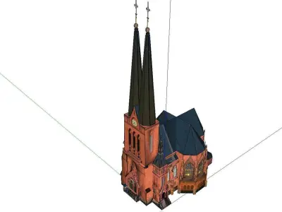 Architecture-Religion-God-Culture-Temple-032 church with two ... 3D model