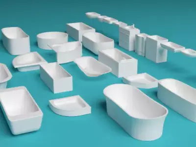 Bathtubs and sinks Low-poly 3D model