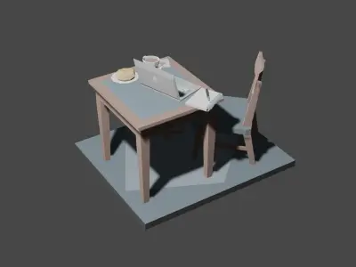 study desk Free low-poly 3D model