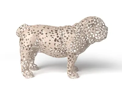 Bulldog Voronoi Low-poly 3D model